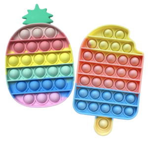 Oakkart Push Pop Fidget Toy 2 Pack it Bubble Popping Sensory Toys Silicone Poppits Popper Game its Rainbow Icecream Pineapple Set for Boys Girls Adults Stress Relief for Autism